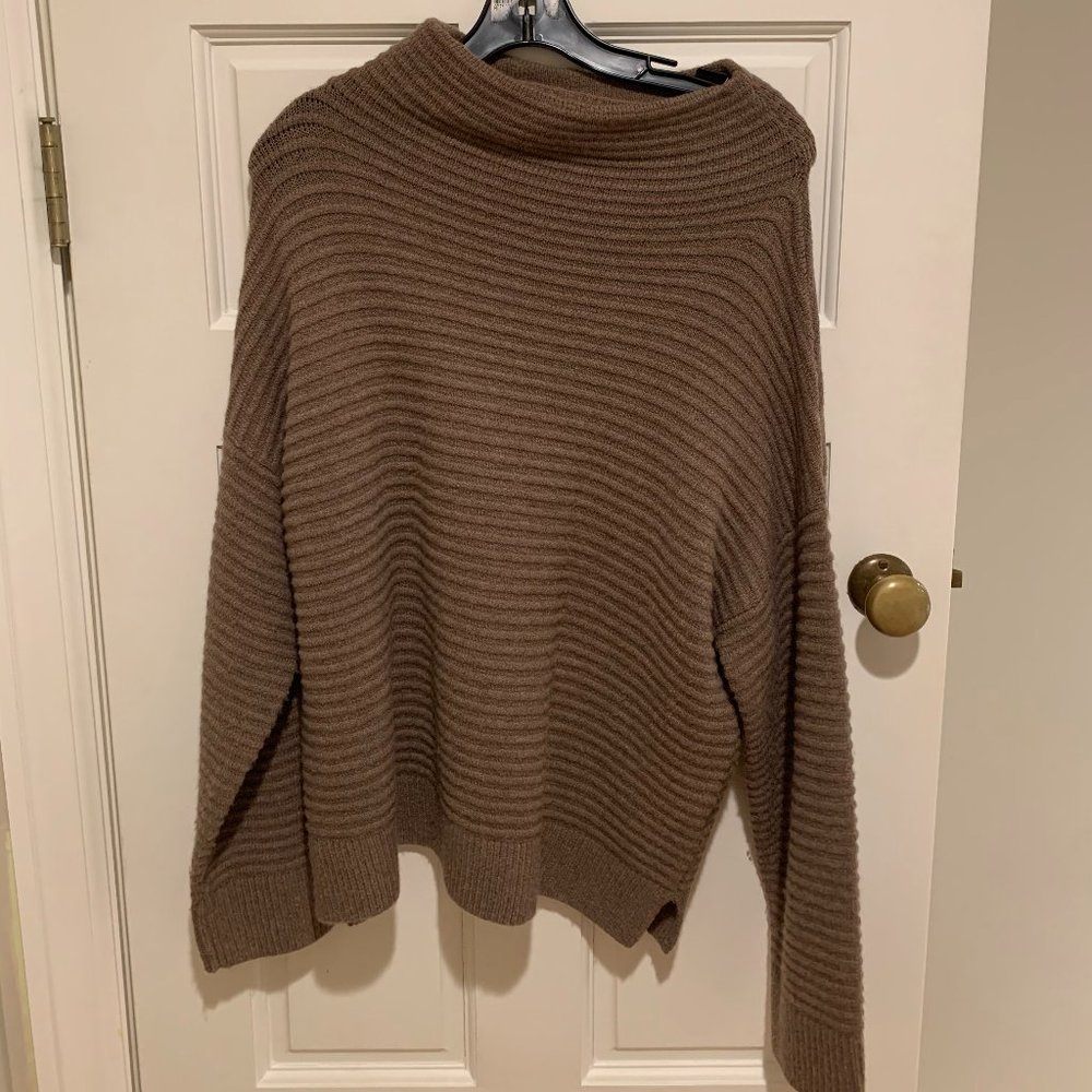 Madewell Brown Belmont Mock Neck Wool Sweater